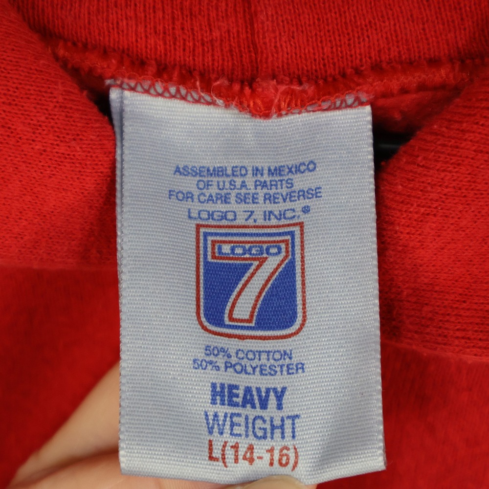 Vintage 90s Chicago Bulls Logo 7 Hoodie Kids L 14-16 Basketball Red Cotton - Picture 4 of 16